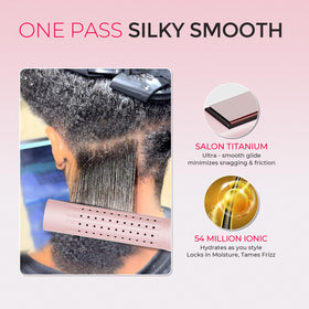 TYMO straightening short hair showing sleek finish and anti-tangle benefit
