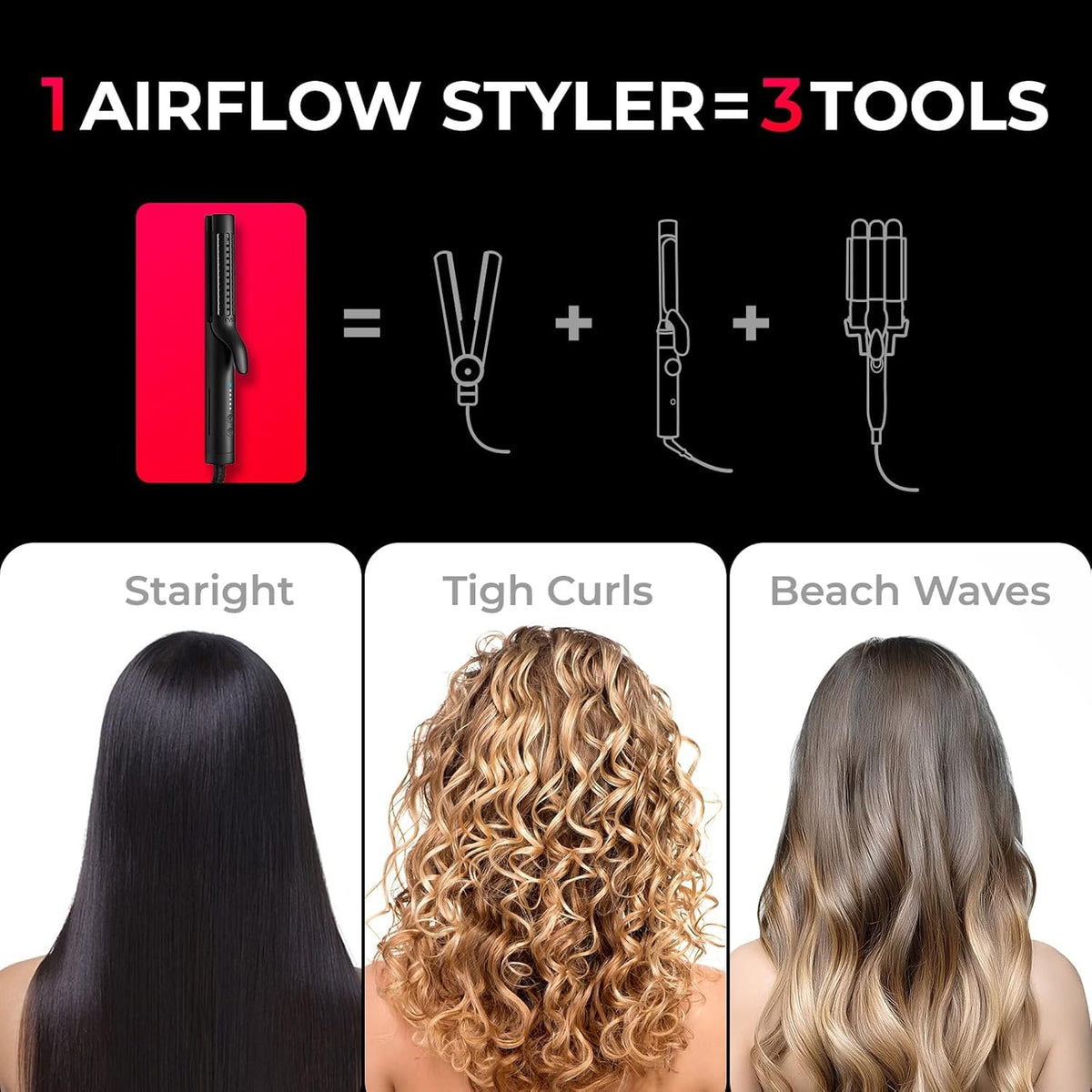 TYMO Airflow 2.0 curling hair in use creating defined, long-lasting curls