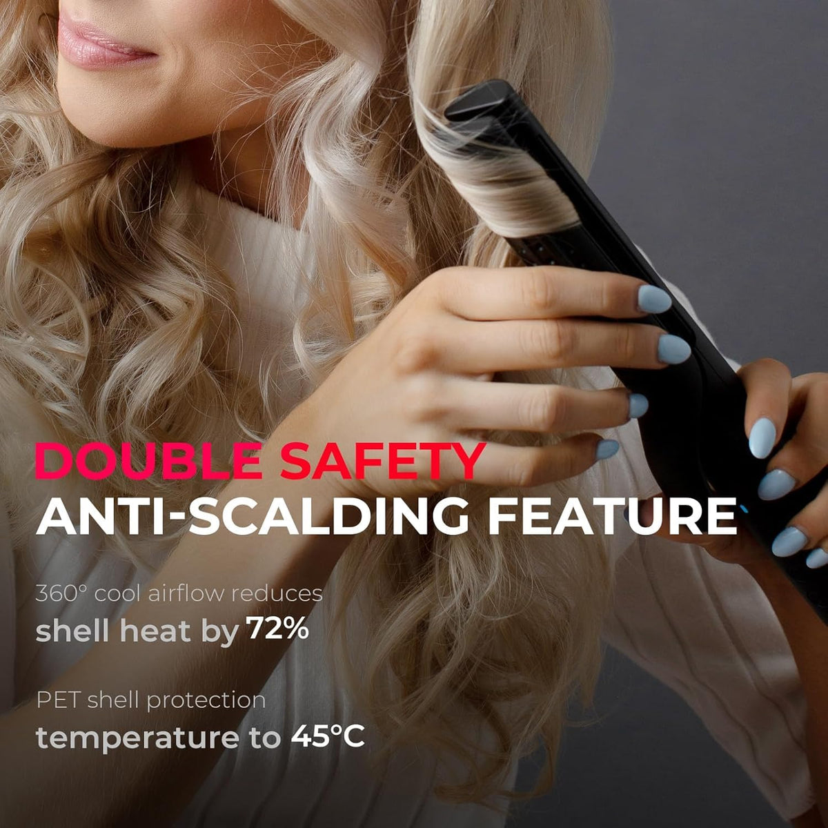 TYMO Airflow 2.0 straightening a long section showing frizz reduction and shine