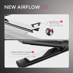 TYMO Airflow 2.0 vent and ionic detail demonstrating cooling and anti-frizz effect
