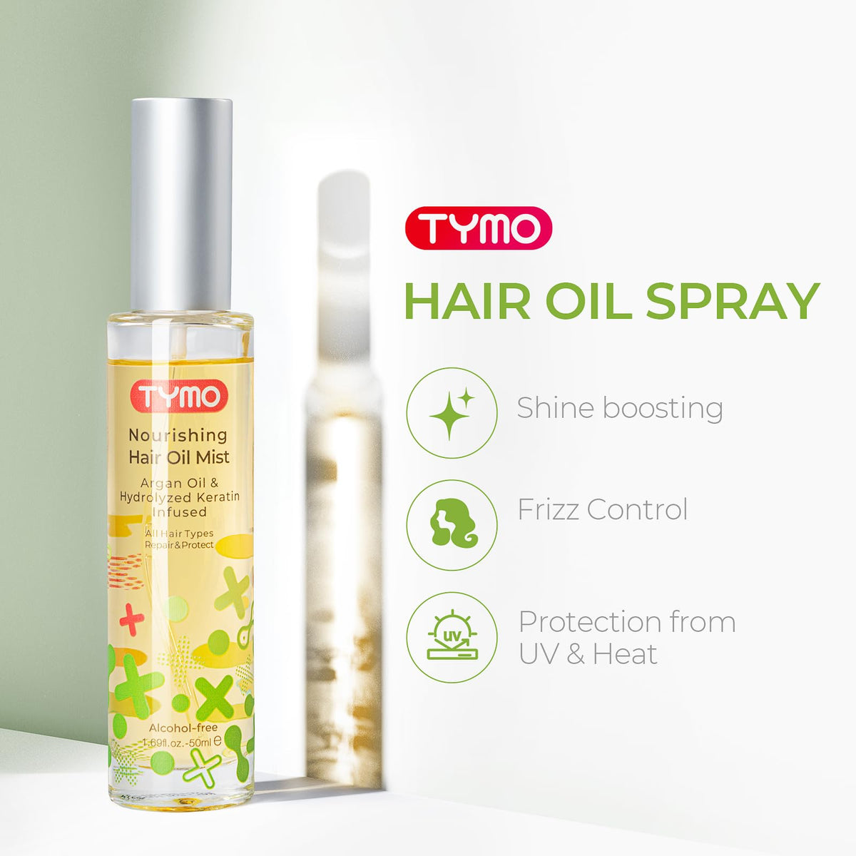 TYMO mist action dispersing fine spray, demonstrates even application benefit