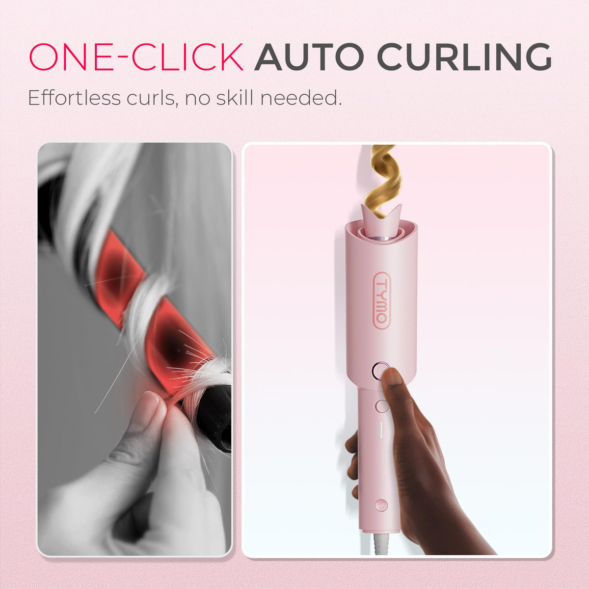 TYMO CURLPRO barrel close-up highlighting 1-inch ceramic for smoother curls
