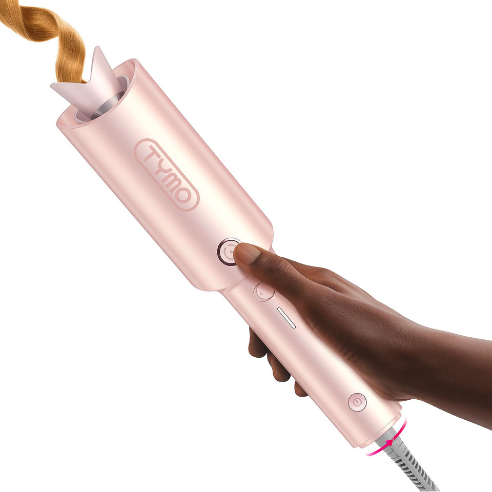 TYMO CURLPRO front view in rose gold showing compact travel-ready design