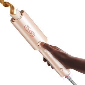 TYMO front view of CURLPRO curling iron showing controls and compact design for easy styling