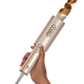 TYMO CurlPro Plus front view showing controls and sleek gold finish for effortless styling
