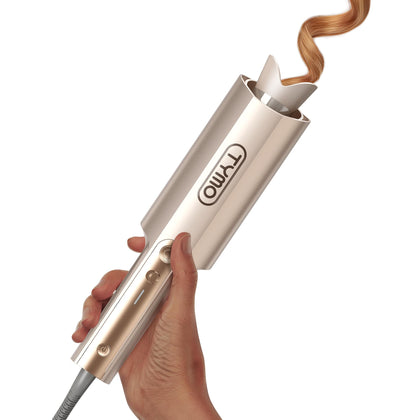 TYMO CurlPro Plus front view showing controls and barrel for easy operation