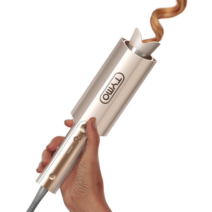 TYMO CurlPro Plus front view showing controls and barrel for easy operation