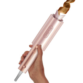 TYMO CurlPro Plus front view showing controls and sleek gold blush finish for easy styling
