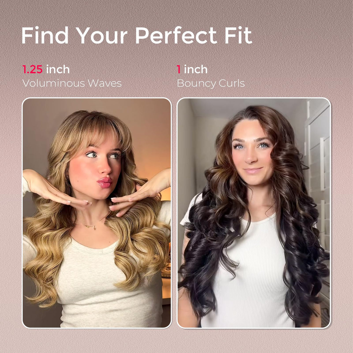 TYMO in-use on long hair creating defined curls quickly and easily
