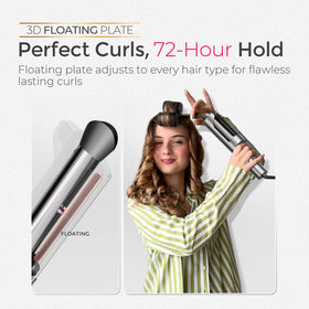 TYMO in-use styling long hair creating defined curls with anti-tangle safety