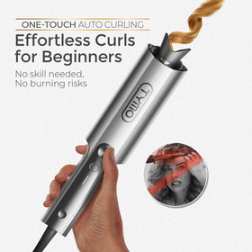 TYMO close-up of longer barrel demonstrating length for shoulder-to-waist styling benefit