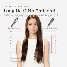 TYMO button close-up highlighting automatic rotation for faster, consistent curls