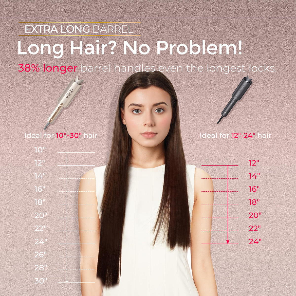 TYMO CurlPro Plus rotating mechanism in use demonstrating tangle-free curling