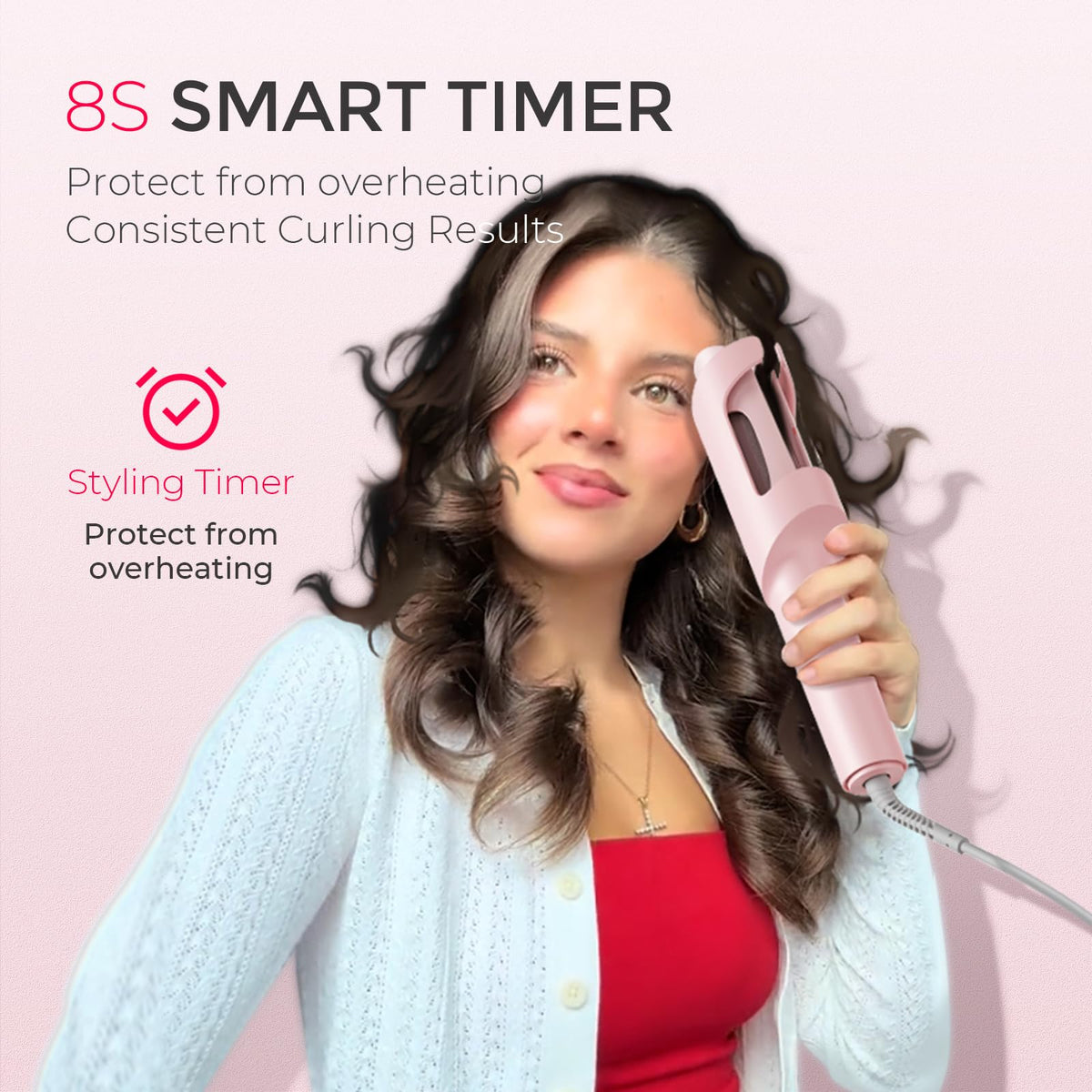TYMO CURLPRO held in hand showing compact travel-friendly size and lightweight benefit