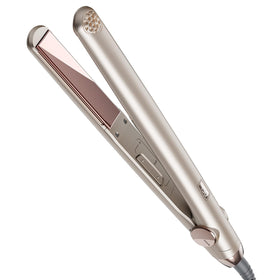 TYMO flat iron front view showing sleek design and compact build for portability