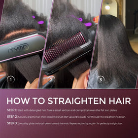 TYMO styled hair lifestyle shot showing smooth shine and reduced frizz