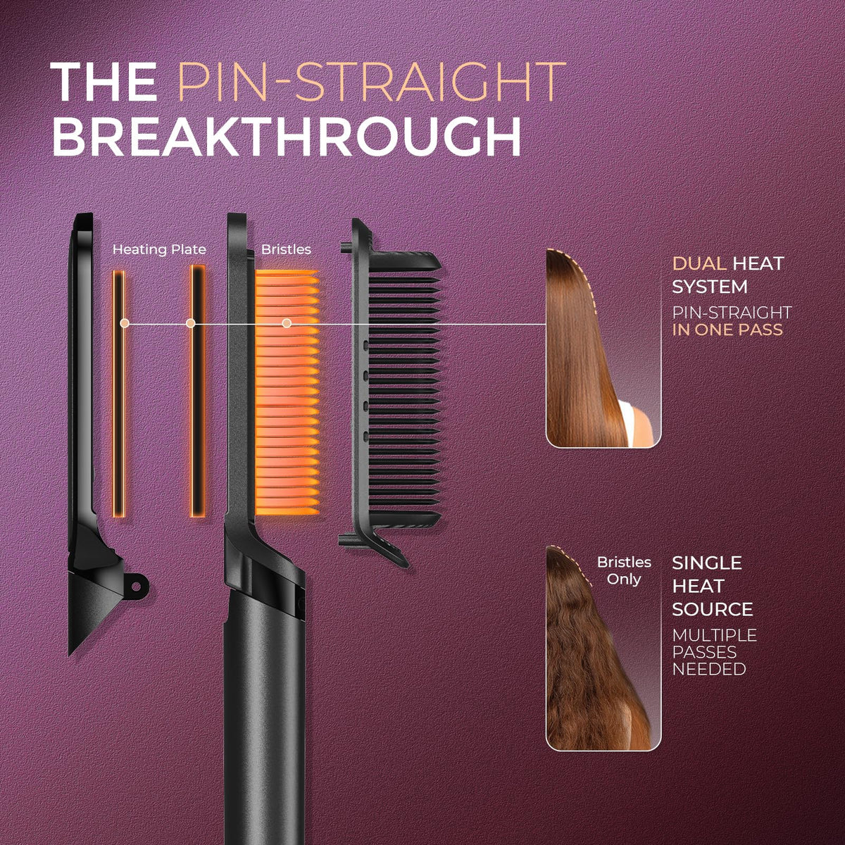 TYMO comb teeth detail displays T-Gloss coating reducing frizz