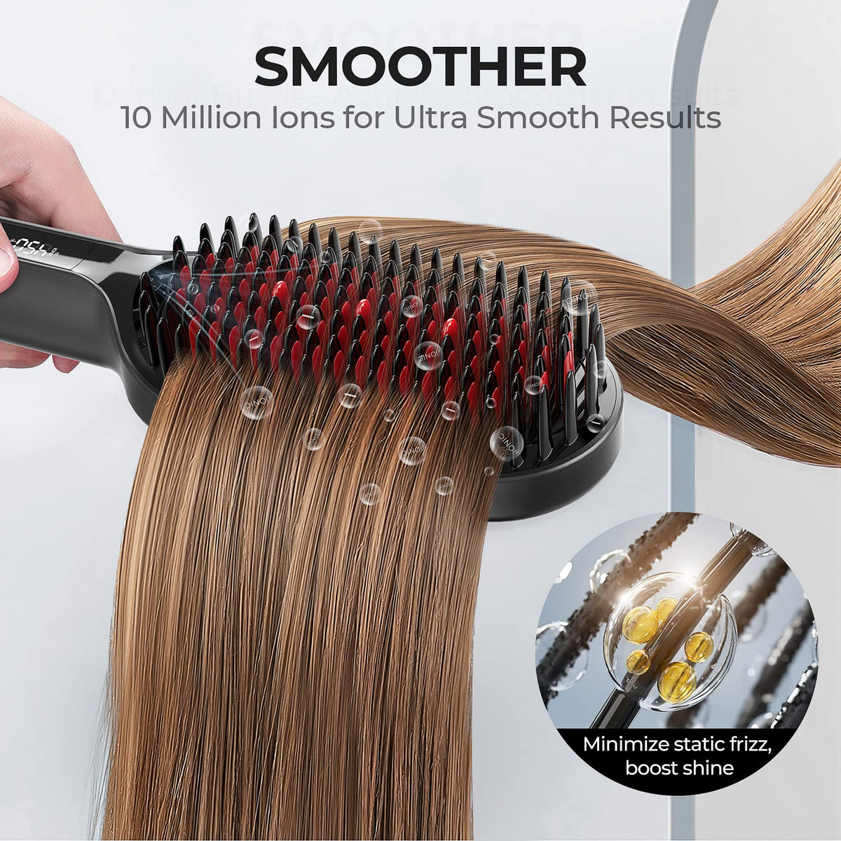 TYMO in use on curly hair creating smoother strands with reduced frizz
