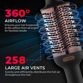 TYMO in use on woman drying hair for a smooth, salon-like blowout at home