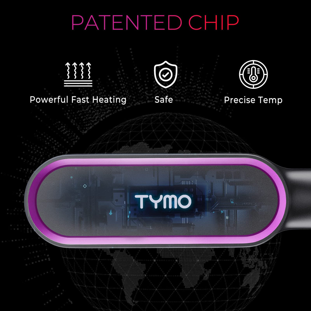 TYMO Ring digital display and controls showing five heat settings for precise temperature