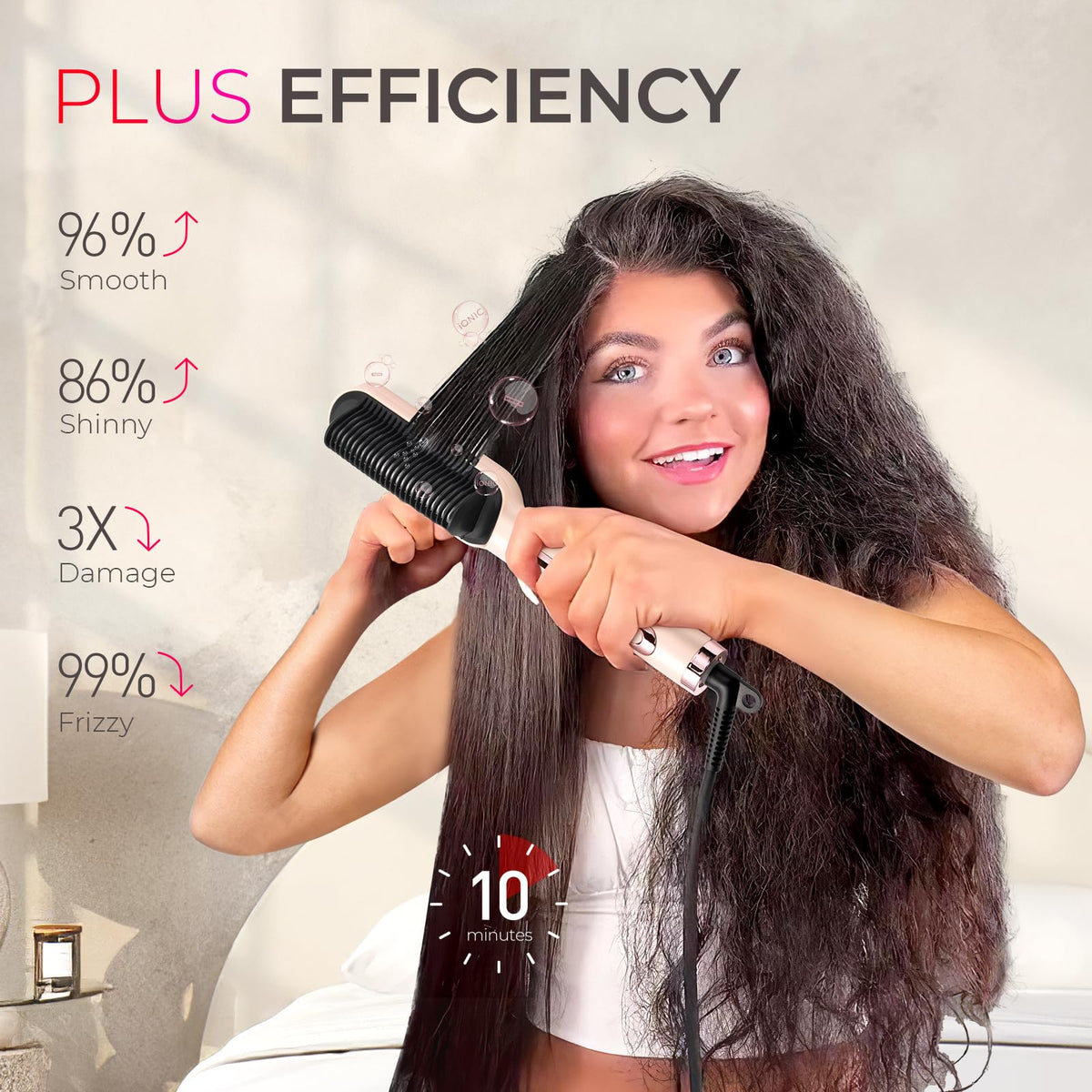 TYMO Ring Plus LED display showing temperature settings for precise styling control