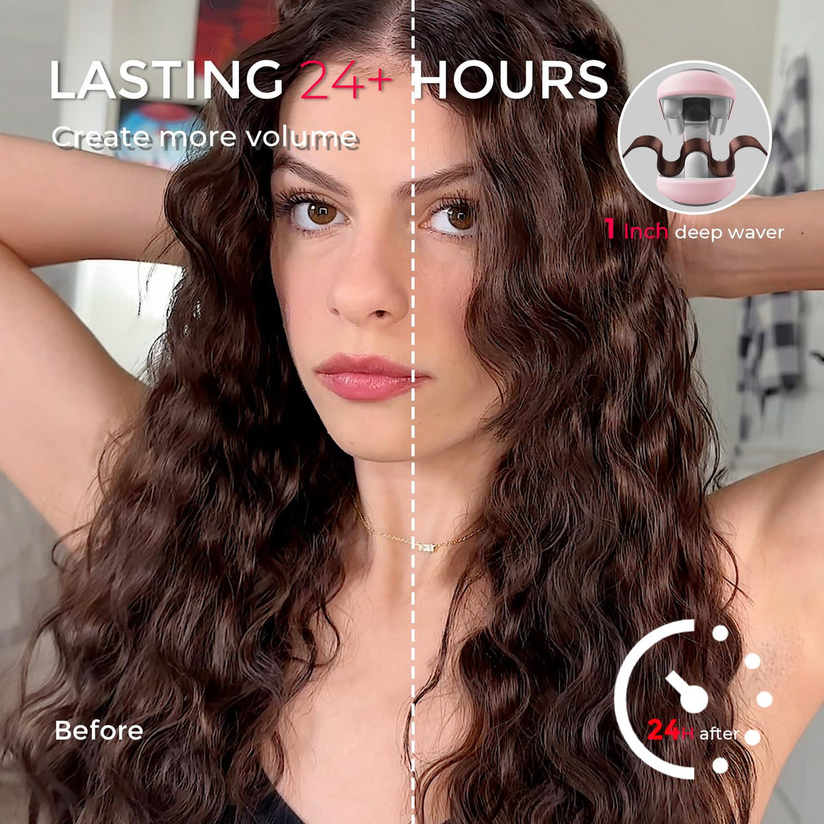 TYMO ROVY styled hair texture shot revealing glossy frizz-free waves benefit