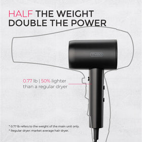 TYMO size and weight comparison demonstrating ultra-light 0.77 lb portability