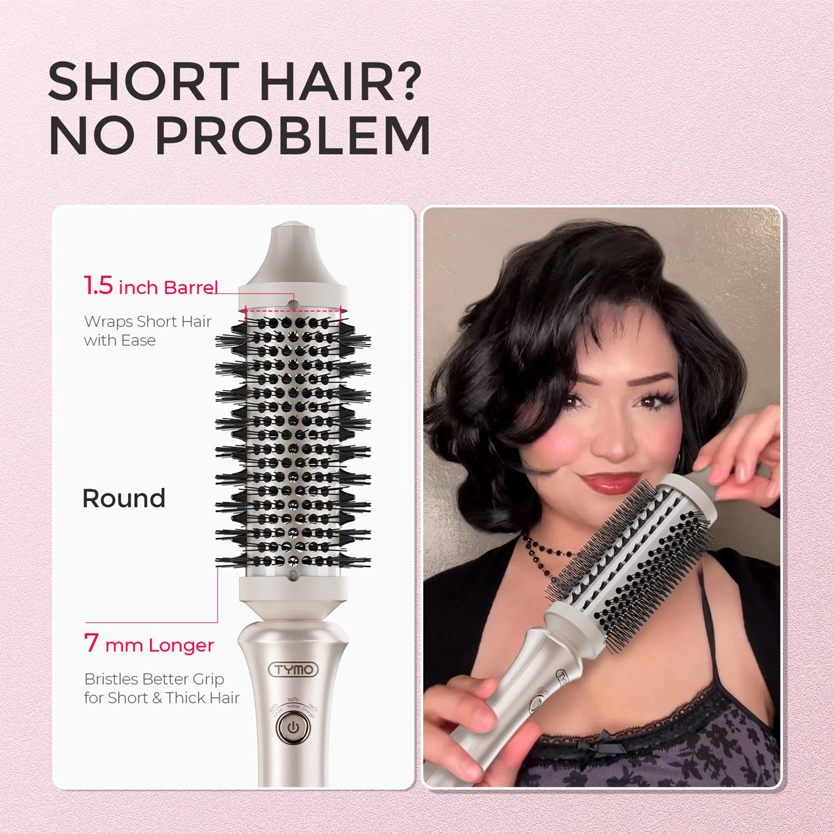 TYMO brush held in hand to show lightweight design and comfortable maneuvering