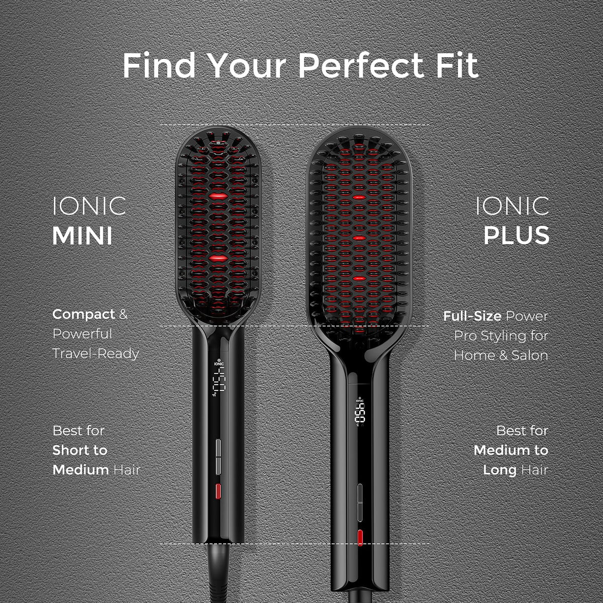 TYMO digital temperature display and controls showing precision heat for hair protection