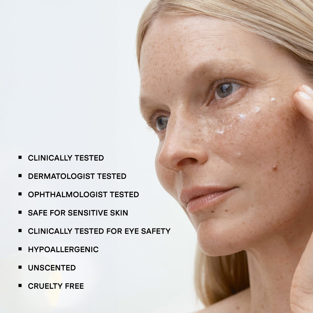 U Beauty before and after application showing brighter, smoother under-eye area