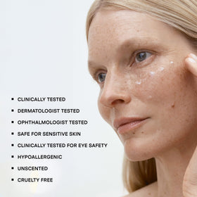 U Beauty before and after application showing brighter, smoother under-eye area