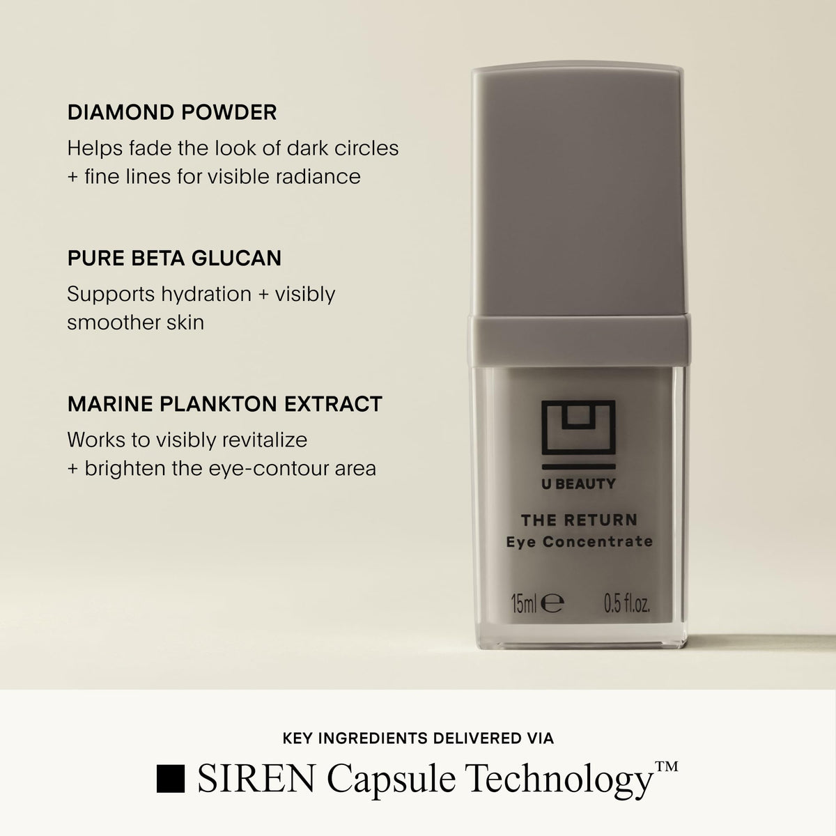 U Beauty ingredient label view showing peptides and antioxidants for results