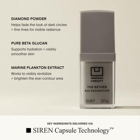 U Beauty ingredient label view showing peptides and antioxidants for results