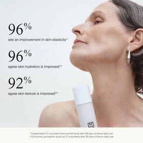 U Beauty in use on décolleté demonstrating even coverage and improved radiance