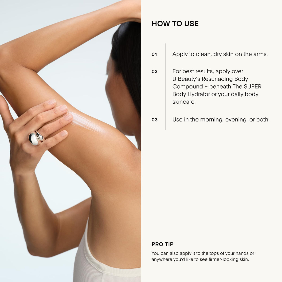 U Beauty SCULPT ingredient label close-up showing retinol, vitamin C, and actives