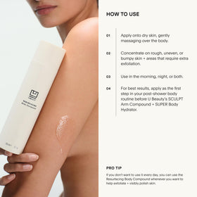 U Beauty applied on arm demonstrating visible smoothing and refined texture