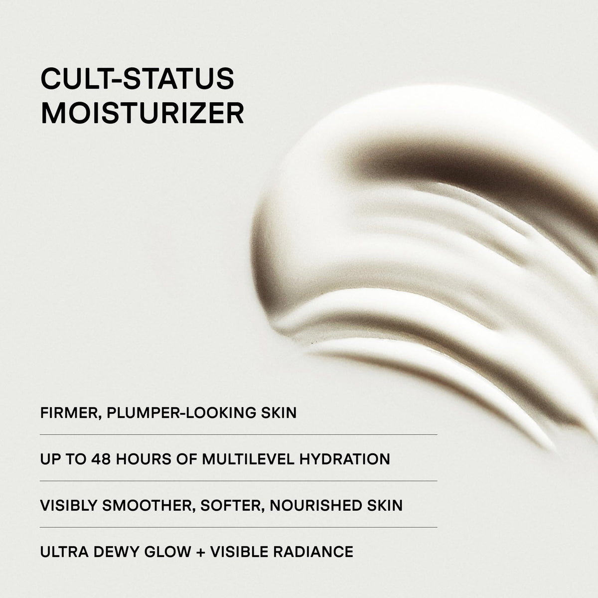 U Beauty cream texture swipe demonstrating rich, fast-absorbing moisture