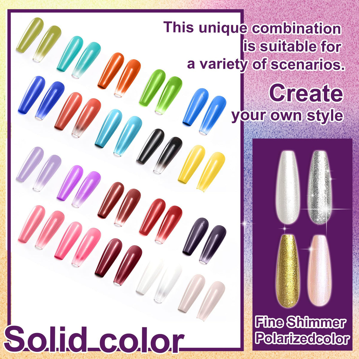 U-Shinein open palette top view revealing 24 vivid gel shades for creative blends