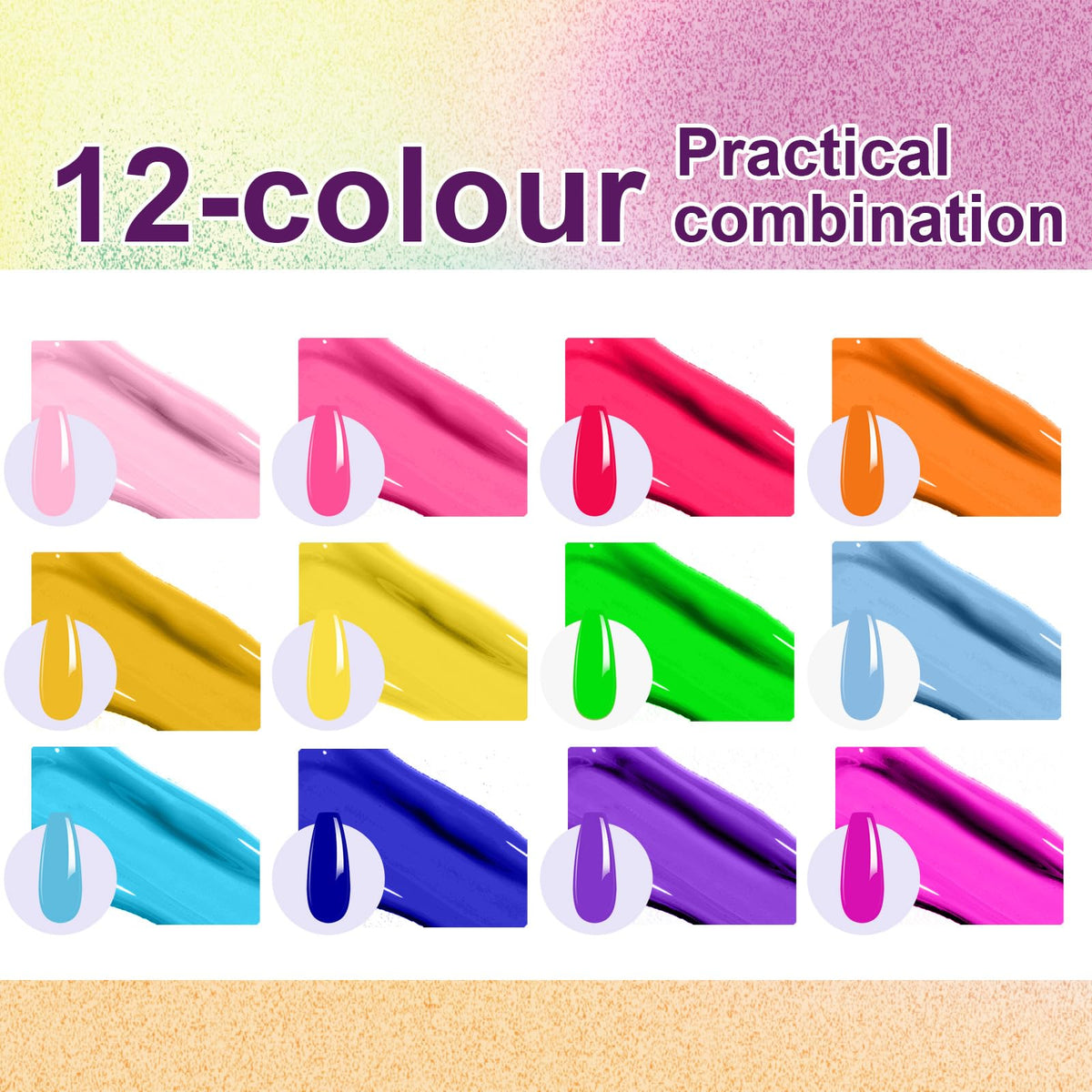 U-Shinein color swatch display with vivid gradient shades for accurate color choice