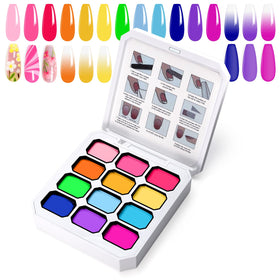 U-Shinein front packaging showing 12-color gel palette and tools for easy selection