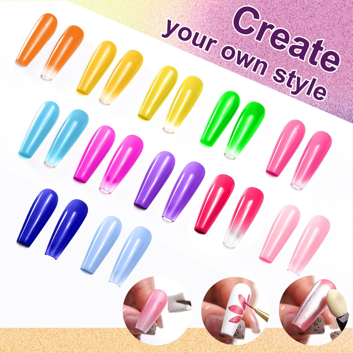 U-Shinein sponge blocks arrangement illustrating neat blending tools for ombrés