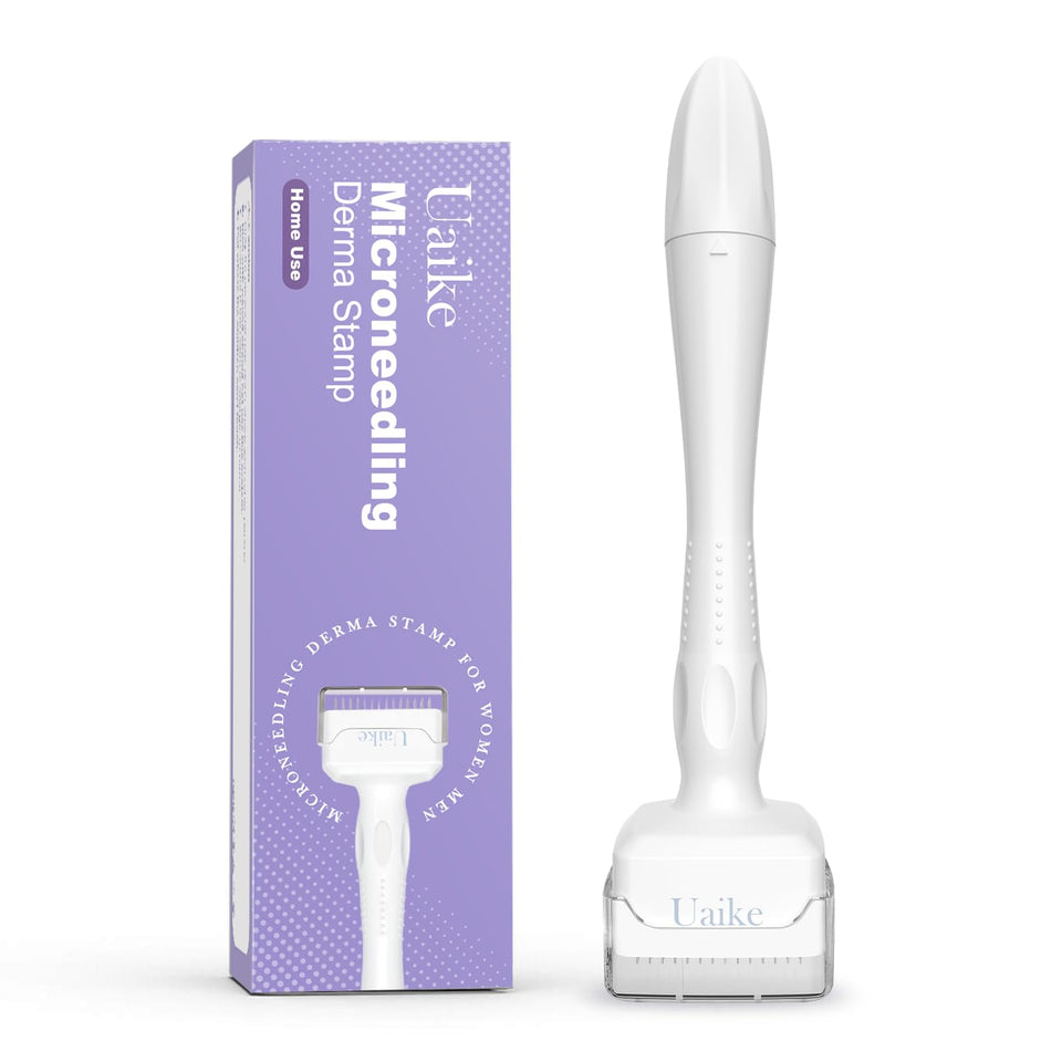 Uaike derma stamp front angle showing compact design and easy grip benefit