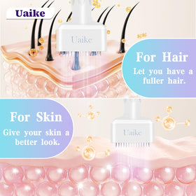 Uaike derma stamp needle head closeup showing 0.25mm microneedles for gentle treatments