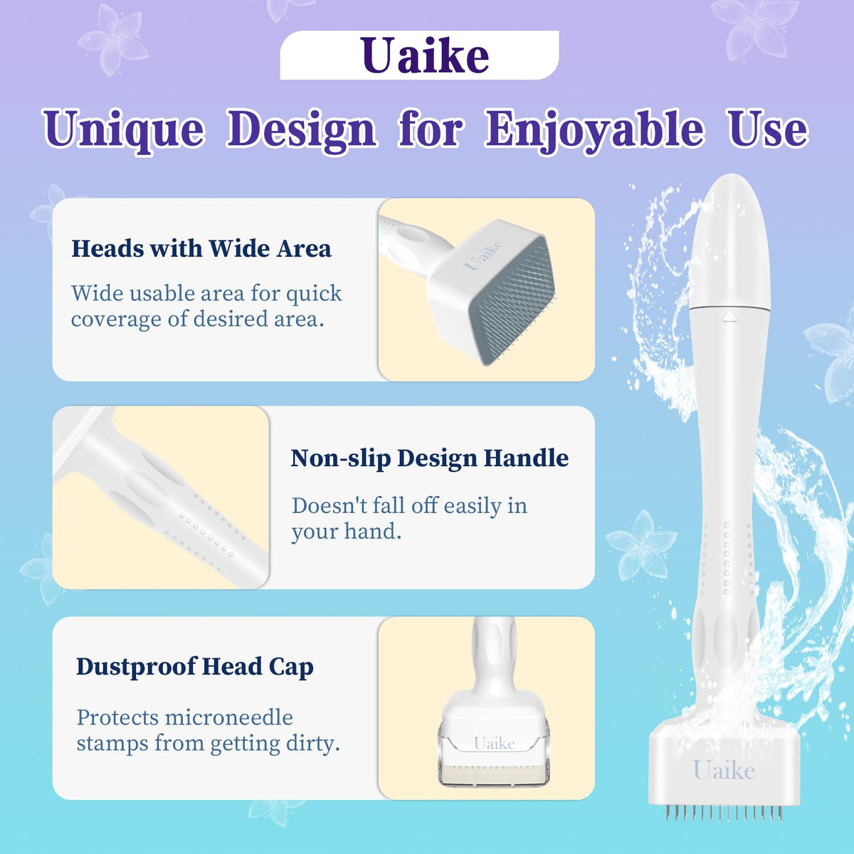 Uaike derma stamp travel case and parts packed for portability and easy cleaning