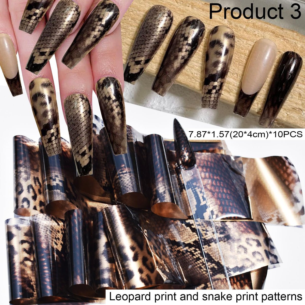 UARUOGP animal print sheet with leopard and snake patterns for bold statement nails