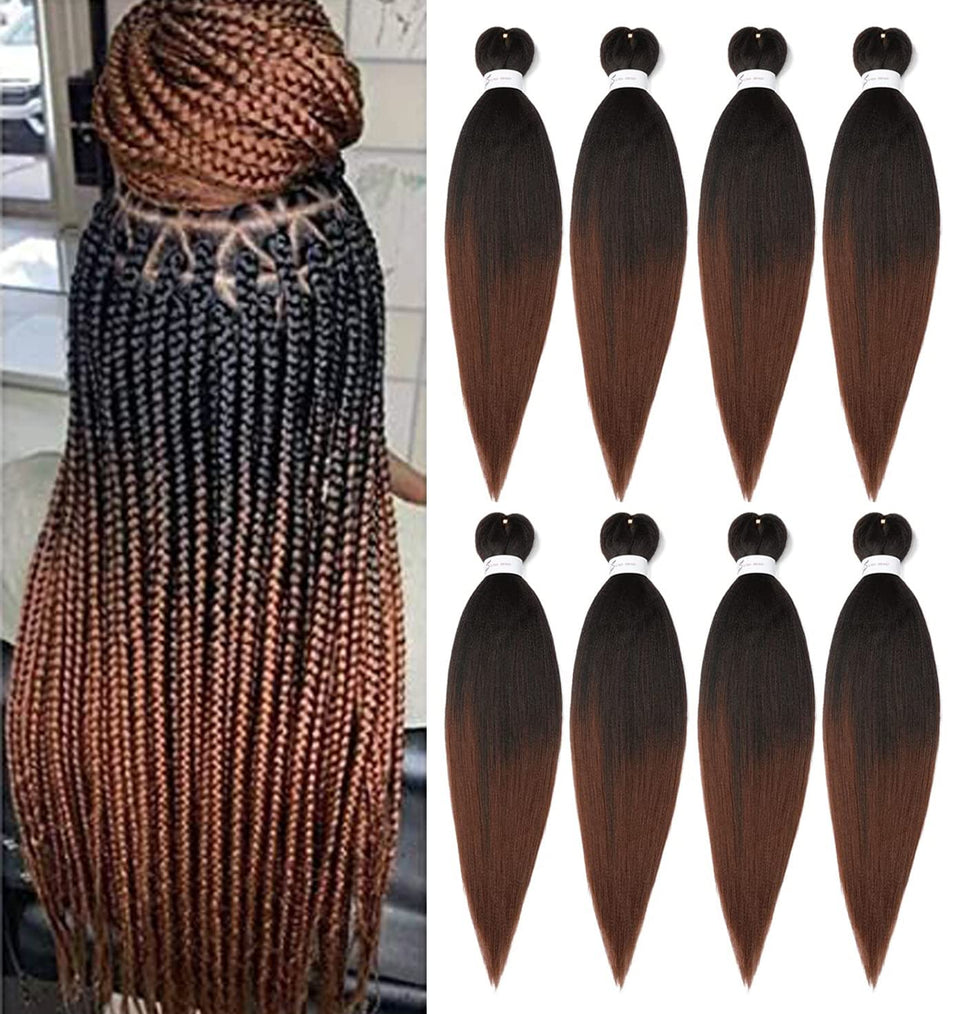 Ubeleco front packaging showing 8-pack ombre braiding hair and clear product benefit