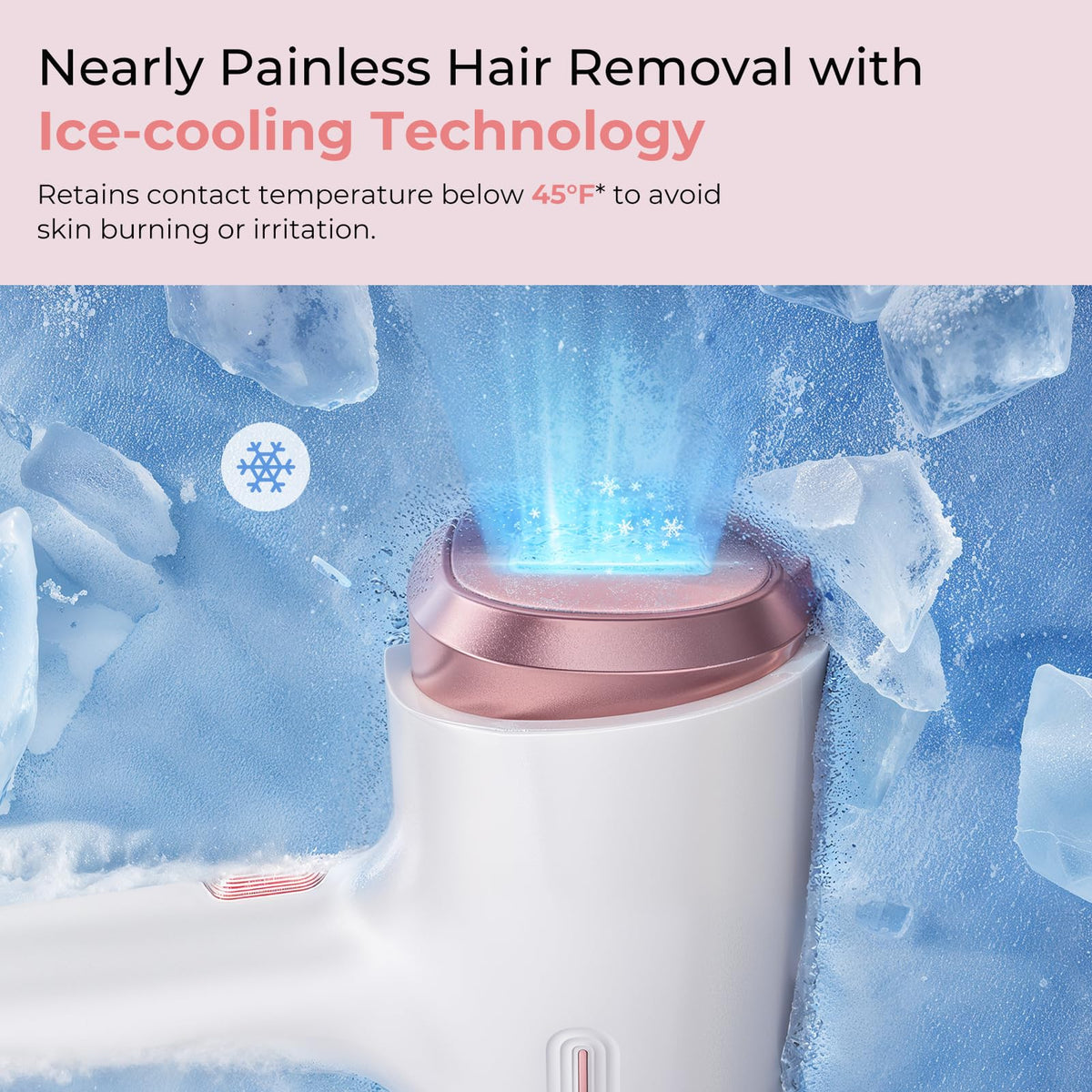 Ubroo used on lower face demonstrating safe, painless hair reduction for delicate areas