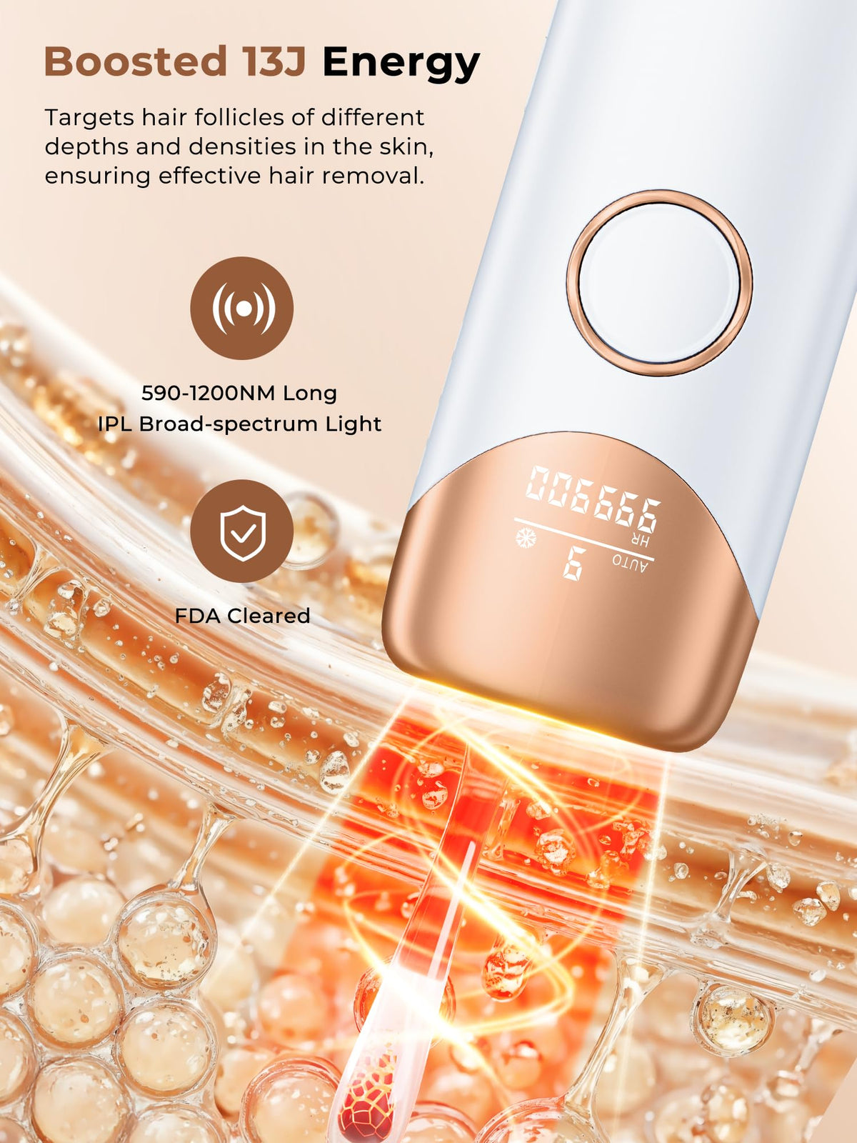 Ubroo close-up of ice cooling surface soothing skin during treatment