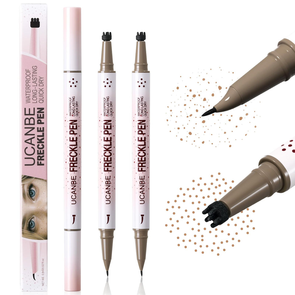 UCANBE front packaging showing dual-ended freckle pens and stamps for natural results