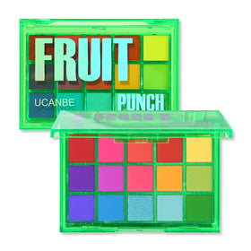 UCANBE Fruit Punch front view showing 15 colorful shades and compact case